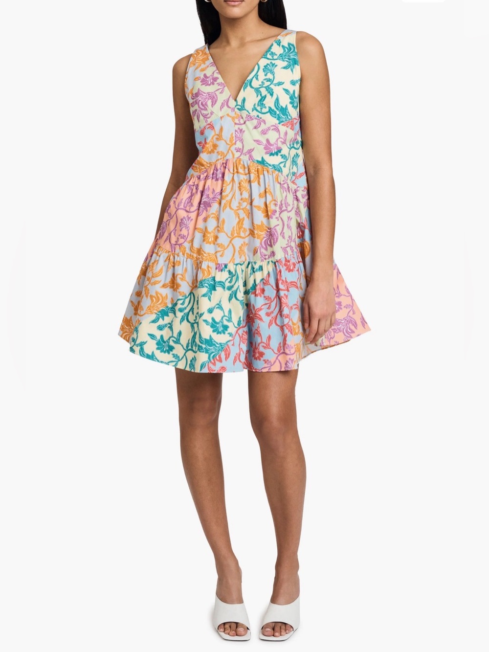 $395 MSRP Derek Lam 10 Crosby Colette Patchwork Cotton Mini Dress